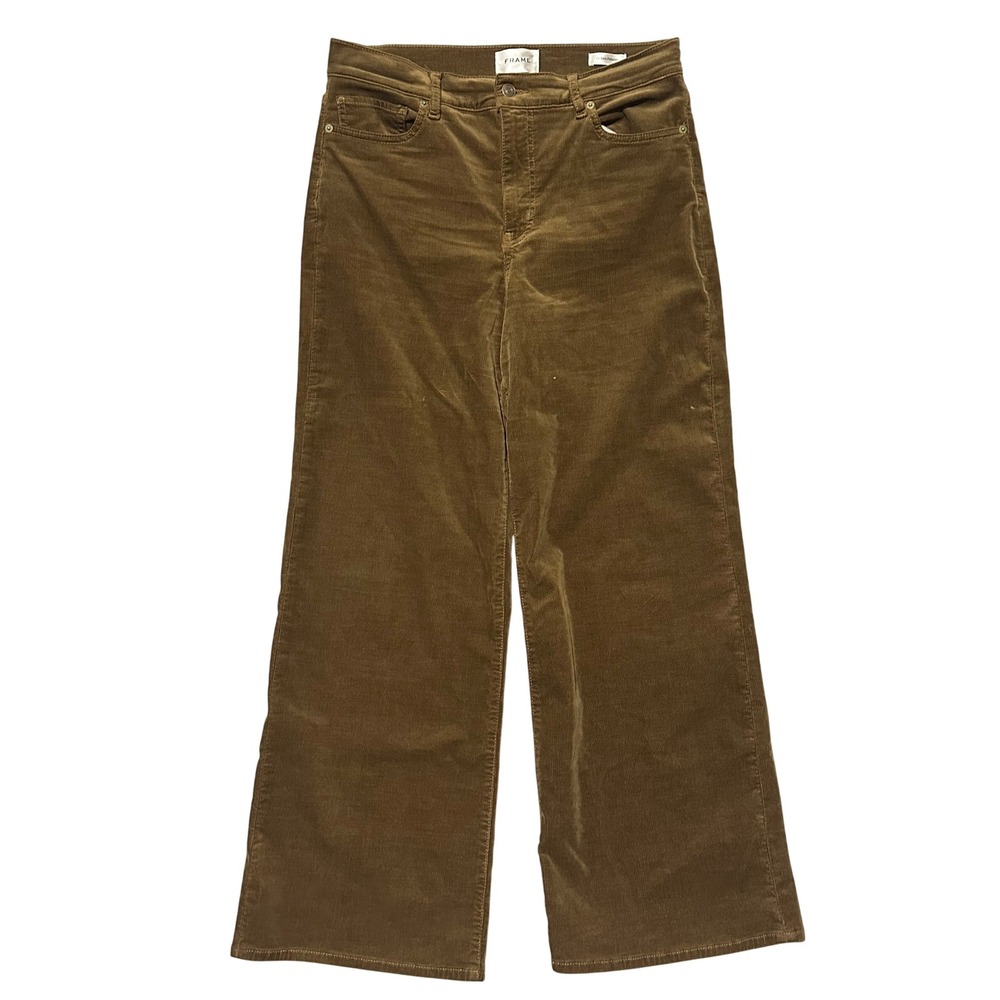 FRAME Le Slim‎ Palazzo Corduroy Wide Leg Crop Pants Brown Size 30